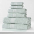 Eco-Friendly Cotton Towel Set - Aqua Marine, 6-Piece Bath, Hand & Face Towels - Recycled & Quick-Drying