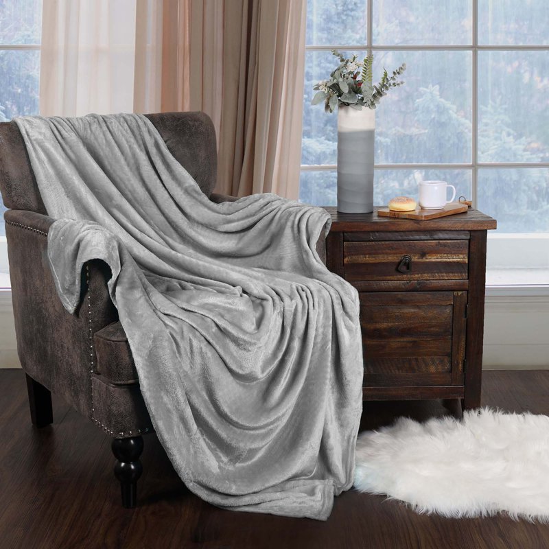 Platinum Solid Fleece Plush Throw Blanket - Extra Large, Soft & Cozy