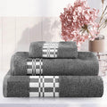 Gray 3-Piece Cotton Embroidered Towel Set - Superior Larissa