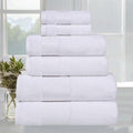 Cotton Embroidered Towel Set - 6 Piece White Bath Towel Collection - Superior Larissa Variation