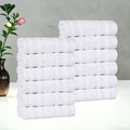 White Face Towel Set of 12 - Soft, Quick-Dry Cotton Washcloths - Superior Mika