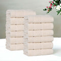 Ivory Cotton Face Towels Set of 12 - Medium Weight, Ultra Absorbent, Spa-Quality