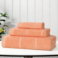 Peach 3-Piece Cotton & Viscose Blend Face Towel Set - Soft, Absorbent, Medium Weight