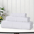 White 3-Piece Cotton Towel Set - Medium Weight Ribbed Towels, Superior Milo