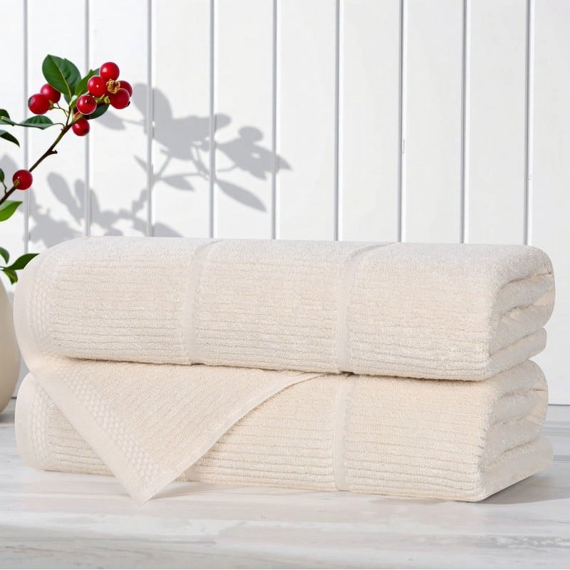 Ivory 2 Pack Bath Towels - Superior Milo Smart Twist Cotton & Viscose Blend