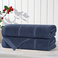 Navy Blue 2 Pack Bath Towels - Medium Weight Ribbed Cotton Towels - Superior Milo