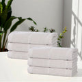 Silver Hand Towels - 6 Pack Medium Weight Cotton Ribbed Design - Superior Milo