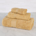Organic Cotton Bath Towel Set - Soft Medium Weight 3 Piece Gold