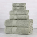 Sage Organic Cotton 6 Piece Towel Set - Soft Medium Weight Bath Towels