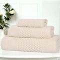 Ivory 3 Piece Cotton Waffle Towel Set - Superior Playa Zero Twist