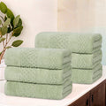 Superior Playa Zero Twist Cotton Waffle Textured Hand Towels Set - Green, 6 Pack
