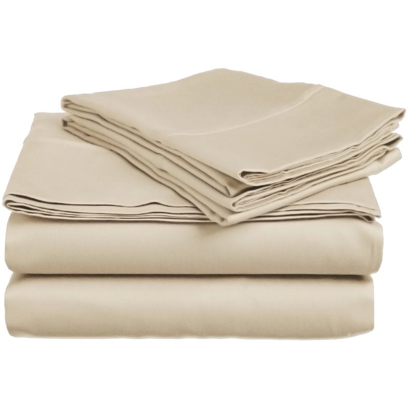 Superior Rochelle Egyptian Cotton Sheet Set Queen Tan - 300-Thread Count, Sateen Weave