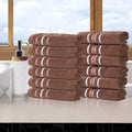 Face Towel 12-Pack - Chocolate Zero Twist Cotton Washcloths with Loop - Soft & Absorbent