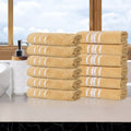 Gold Cotton Face Towel Washcloth Set of 12 - Zero Twist Plush & Ultra-Absorbent
