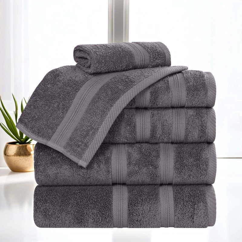 Superior Smart Dry 6-Piece Cotton Towel Set - Gold, Quick Dry, Soft