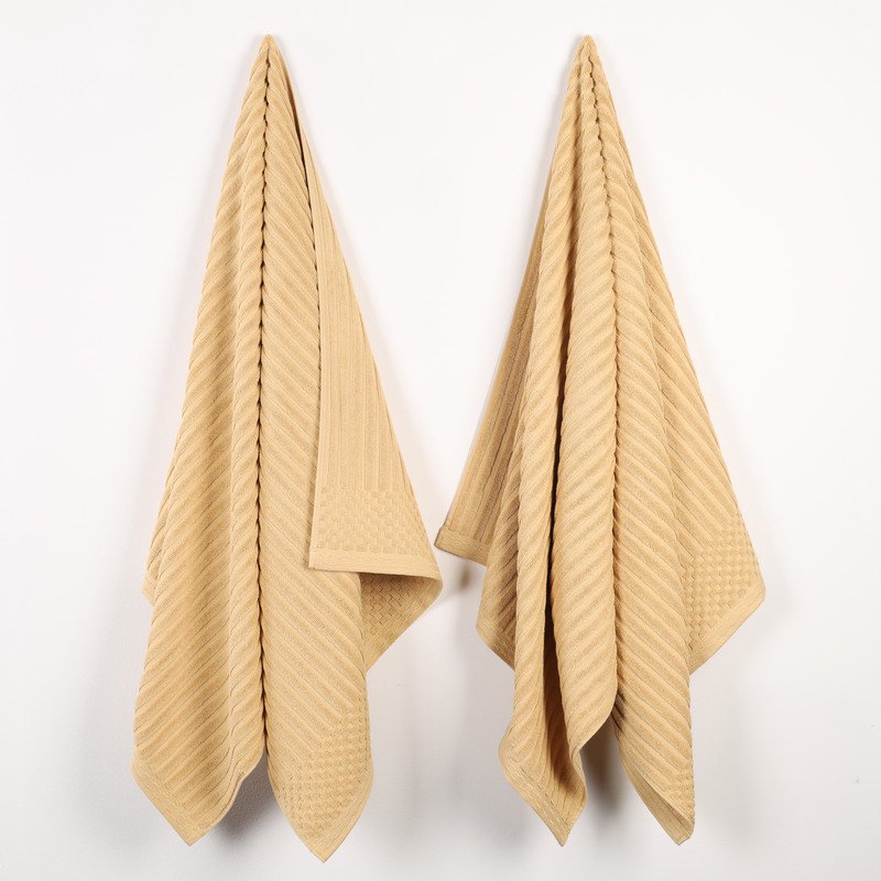 Superior Soho Ribbed Cotton Bath Sheet Set - Gold, 2-Pack