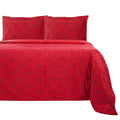 King Burgundy Cotton Flannel Duvet Cover Set - Reversible Trellis Pattern
