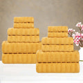 Gold 12-Piece Cotton Towel Set - Superior Zuma Waffle Textured Absorbent Towels