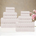 Silver 12-Piece Cotton Waffle Textured Towel Set - Superior Zuma