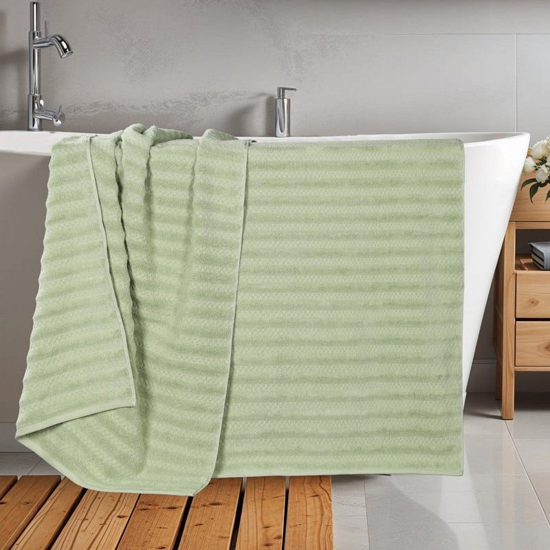 Green Cotton Waffle Textured 2-Piece Bath Sheet Set - Zero Twist Absorbent Towels