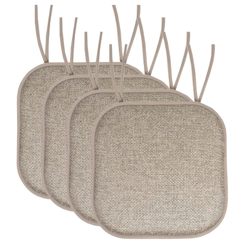 16" x 16" Beige Solid Print Square Chair Pads - 4-Pack