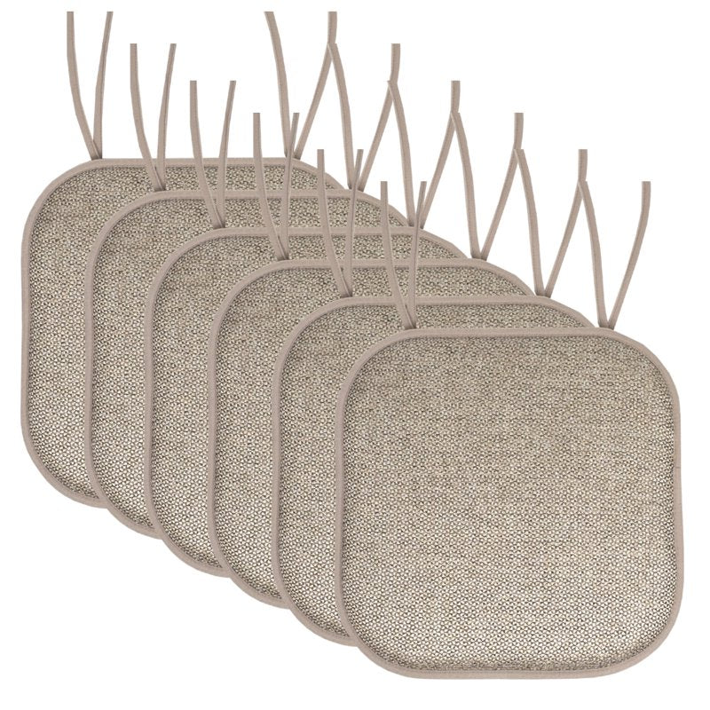 16" x 16" Beige Square Chair Pads - 6-Pack with Ties