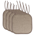 16" x 16" Beige & Brown Square Chair Pads - 4-Pack with Ties