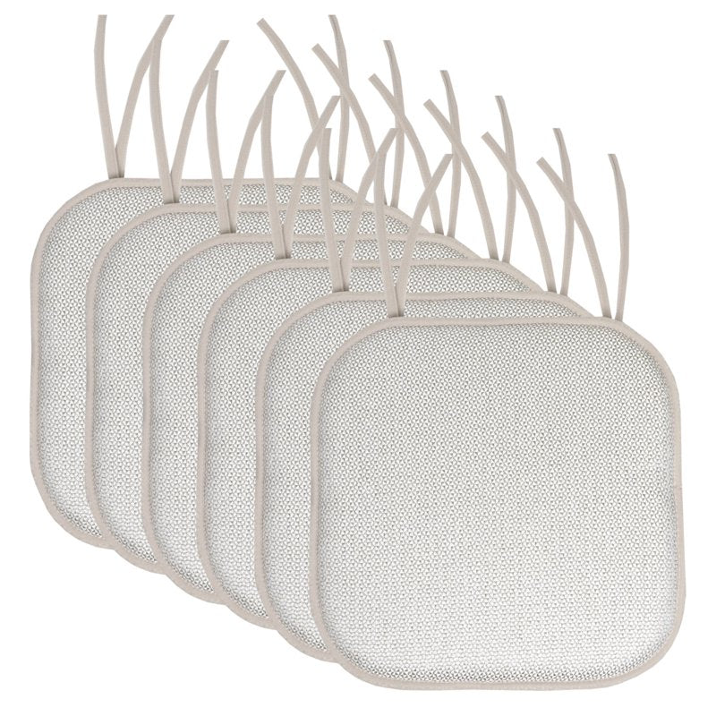 Outdoor Chair Cushions with Ties - Gray Solid Print, 6-Pack