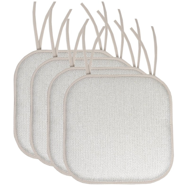16" x 16" Silver and White Solid Print Chair Pads - 4 Pack