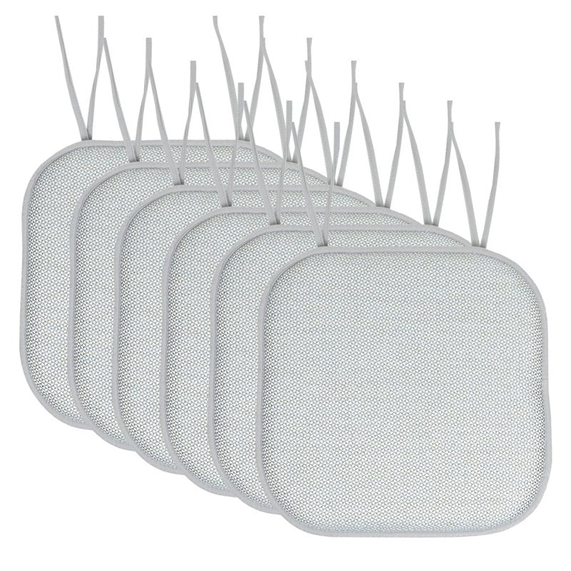 16" x 16" White & Sage Square Chair Pads - 6-Pack Cushions