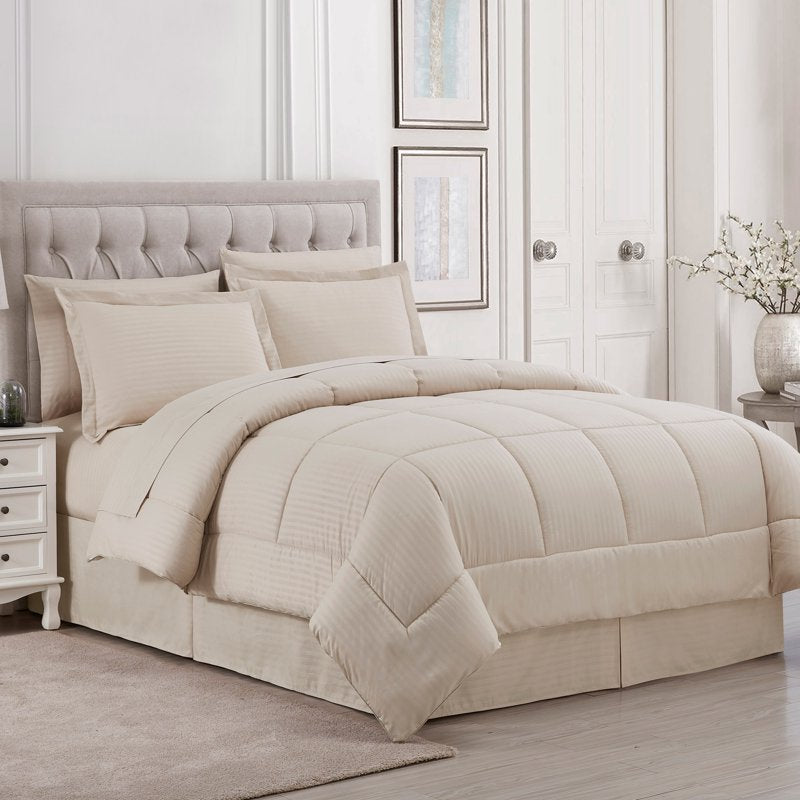 Twin Hotel Style Dobby Stripe Bed in a Bag Set - Sweet Home Collection