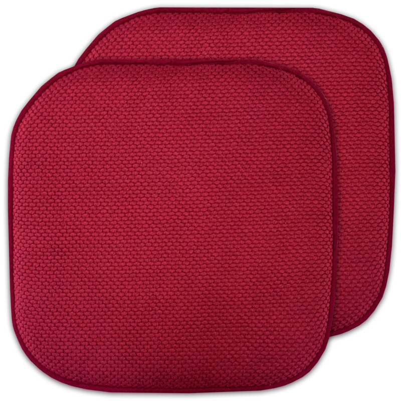 Memory Foam Chair Cushion Pad 16" x 16" - 2-Pack Red