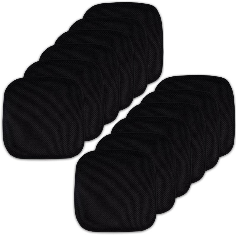 Memory Foam Chair Pad - Non-Slip Back, 16" x 16", 12-Pack - Black