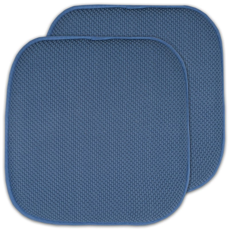Memory Foam Chair Pad - Non-Slip Back, 16" x 16", Blue - 2 Pack