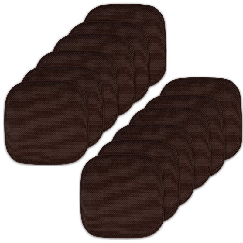 Memory Foam Chair Pad - Non-Slip Back, 16" x 16", 12-Pack - Brown