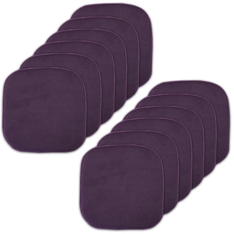 Memory Foam Non-Slip Chair Pad - 16" x 16" - 12-Pack, Eggplant