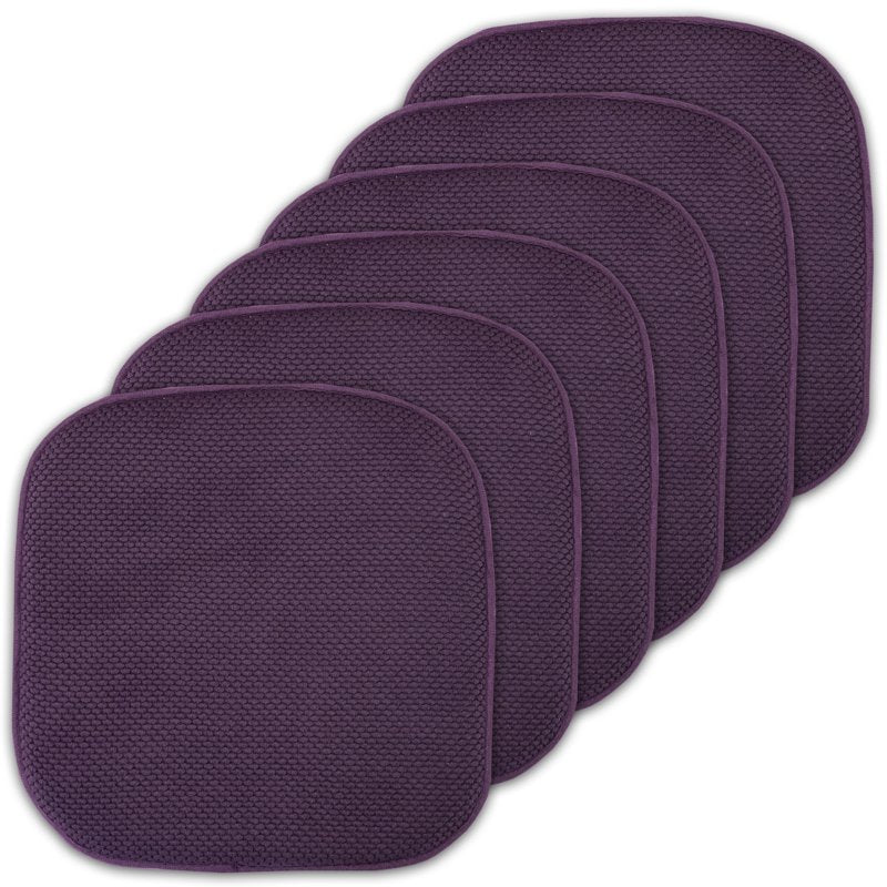 Memory Foam Chair Pad - Non-Slip Back 16" x 16" - Eggplant, 6-Pack