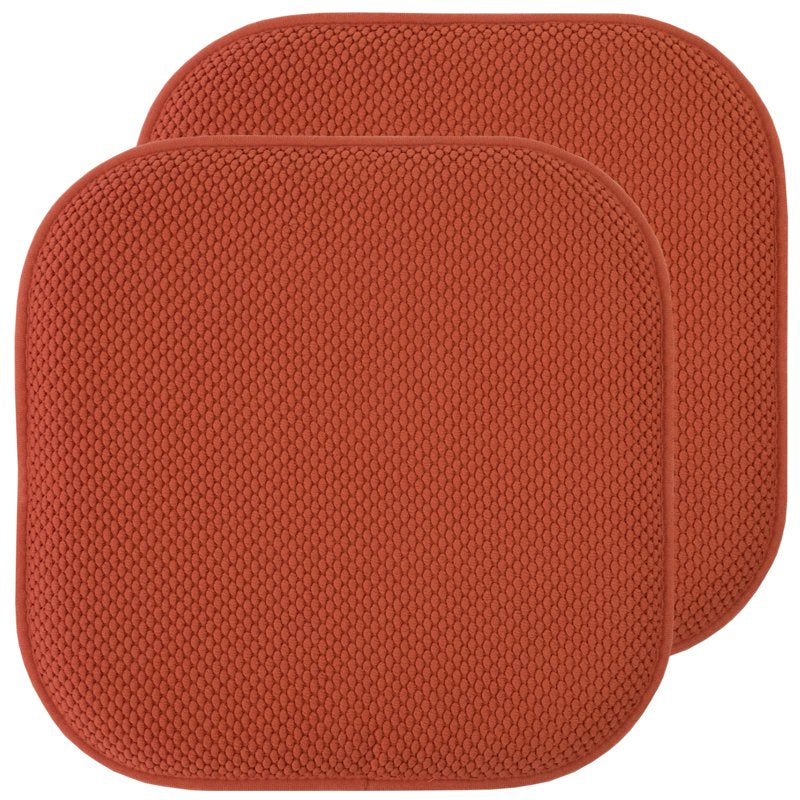 Memory Foam Chair Pad 16" x 16" Non-Slip - Rust, 2-Pack