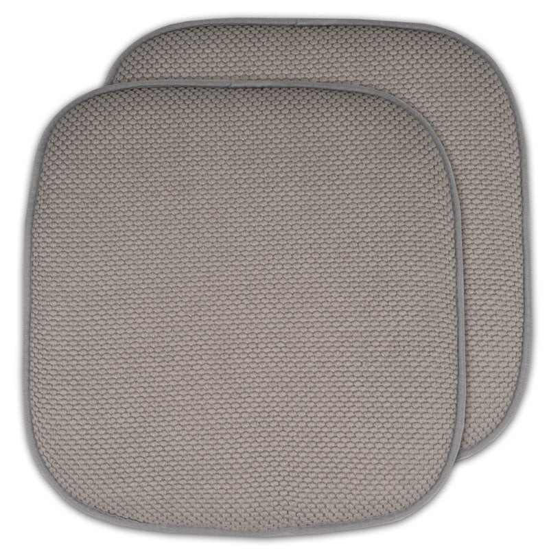 Memory Foam Chair Pad - 16" x 16" Non-Slip - Silver, 2 Pack