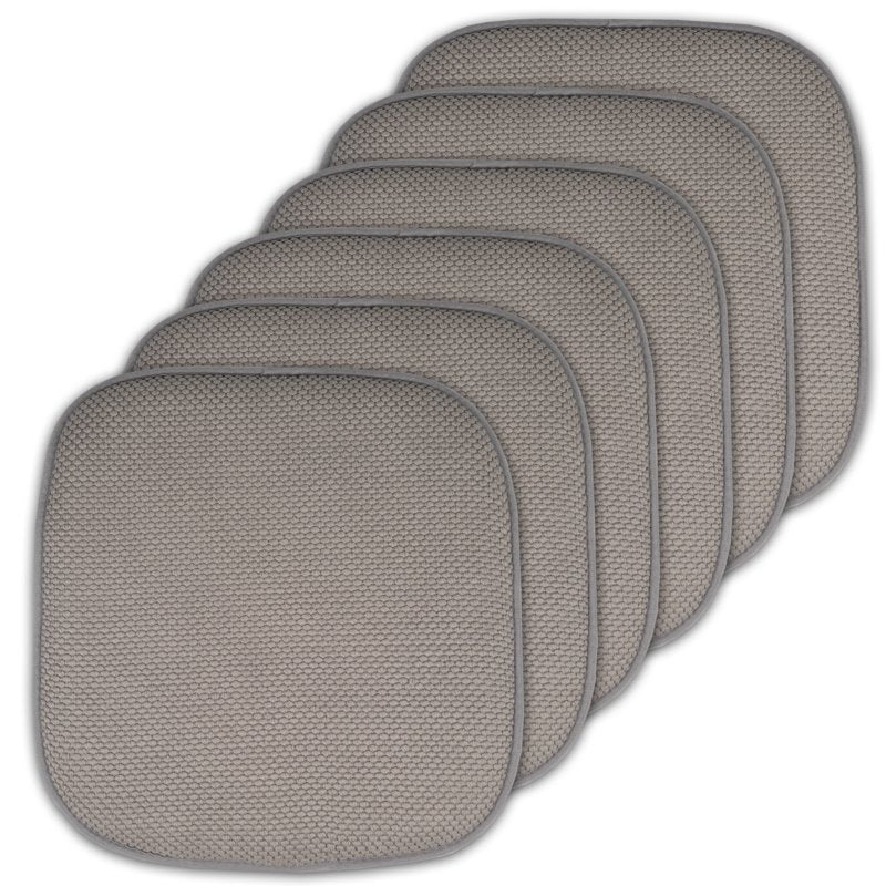 Memory Foam Chair Pad - Non-Slip Back, 16" x 16", Silver, 6-Pack