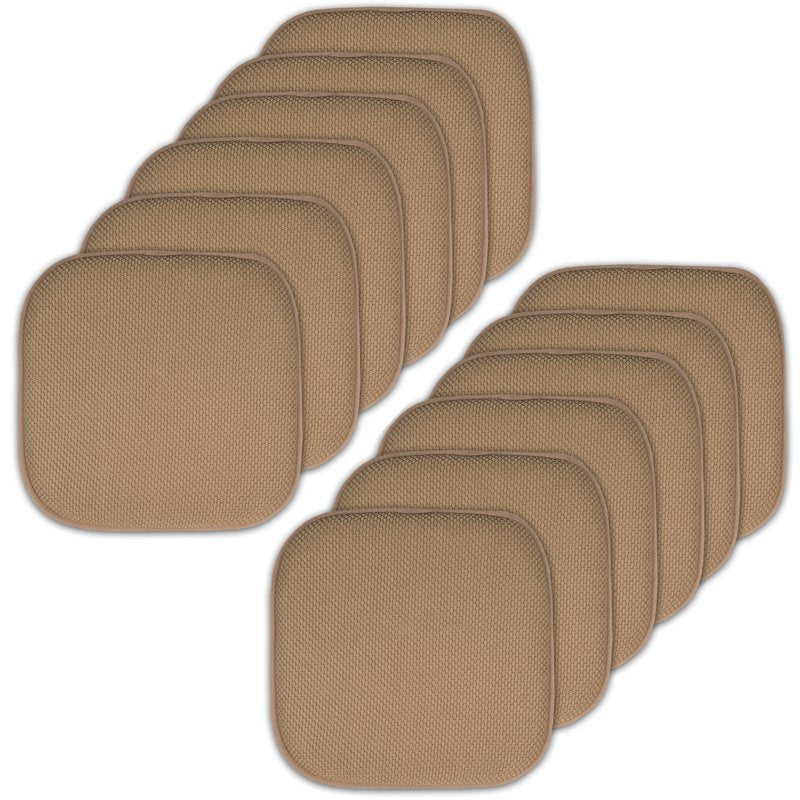 Memory Foam Chair Pad - Non-Slip Back, 16" x 16", Taupe, 12-Pack