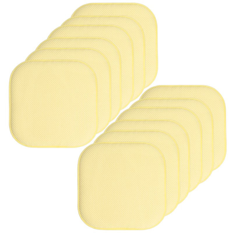 Memory Foam Chair Pad - Non-Slip Back, 16" x 16", Yellow - 12 Pack