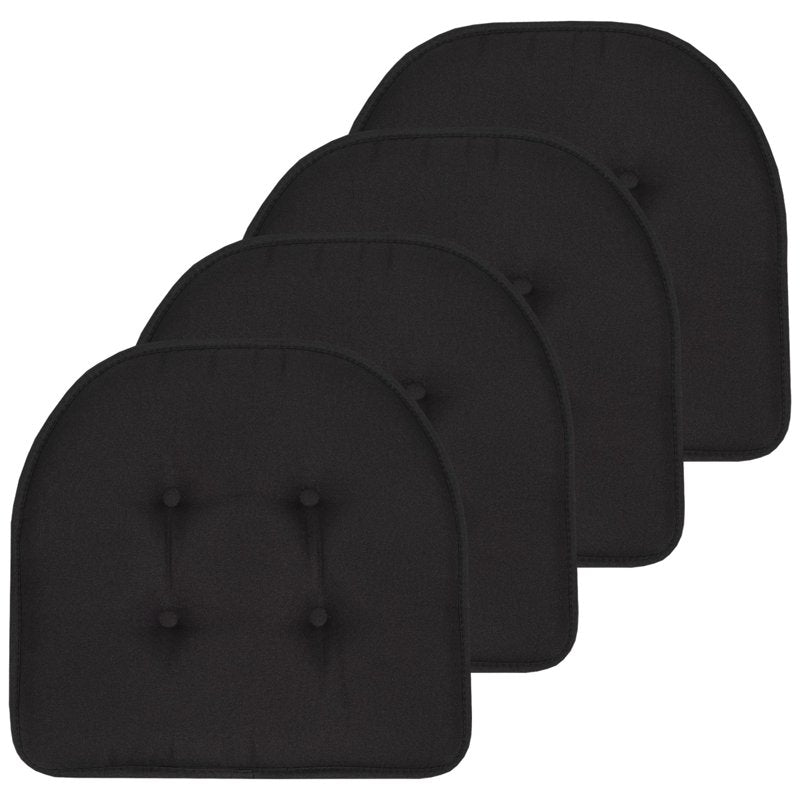 U-Shaped Memory Foam Chair Pads - Non-Slip, 4 Pack, Black