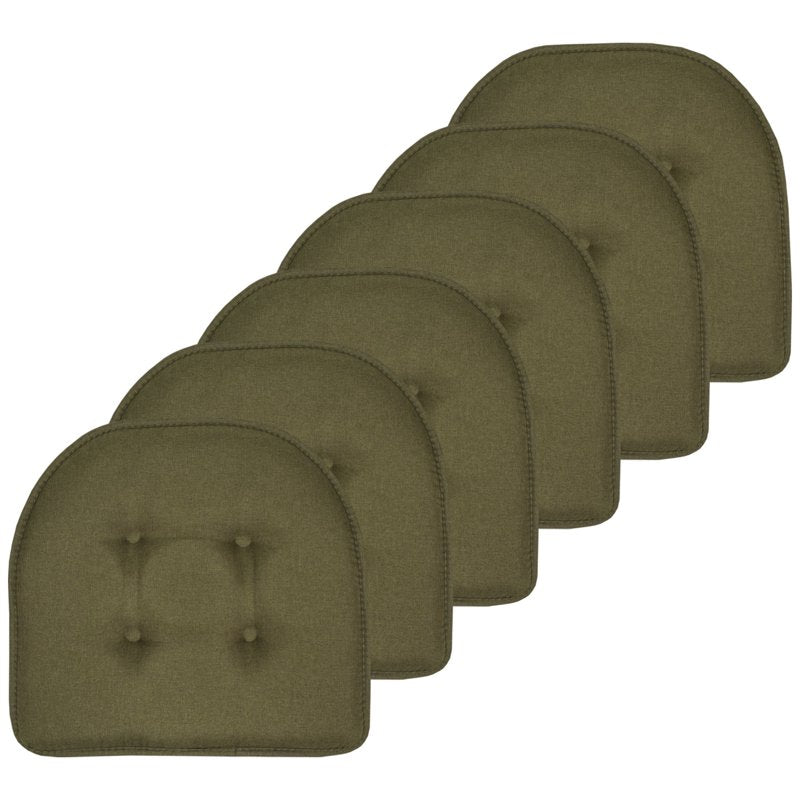 U-Shaped Memory Foam Chair Pads - 6 Pack, Army Green