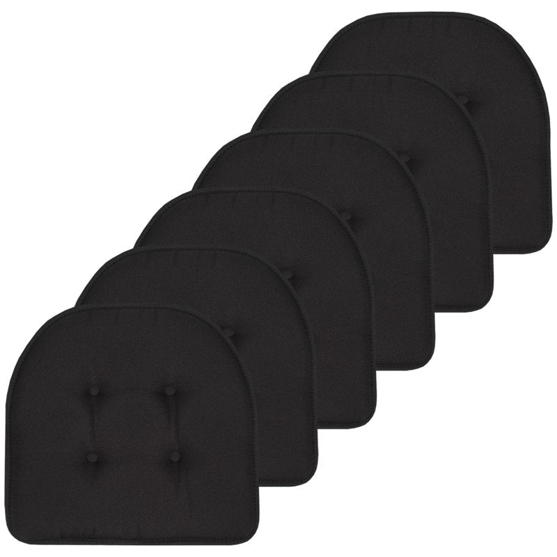 U-Shaped Memory Foam Chair Pads - 6 Pack, Black