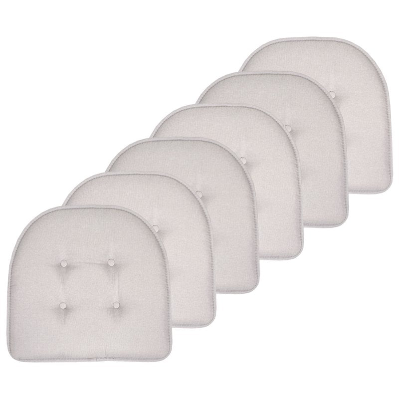 U-Shaped Memory Foam Chair Pads - Non-Slip, Light Gray, 6 Pack
