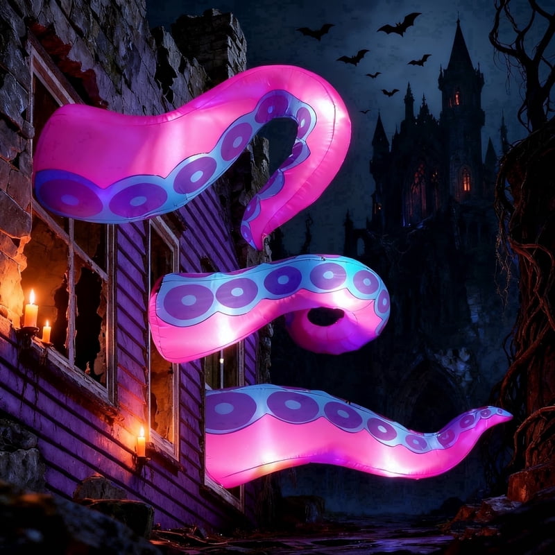 Purple Halloween Inflatable Octopus Tentacle Yard Decor - 4.5-6 ft Outdoor Blow Up