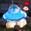 Crashing UFO Alien Inflatable Decoration - 5ft Halloween Yard Blow Up with Color Changing Lights