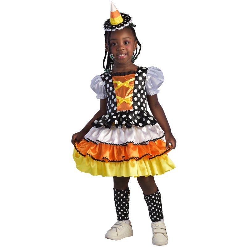 Toddler Candy Corn Witch Costume 2T Halloween Dress & Hat Set - Bright & Colorful