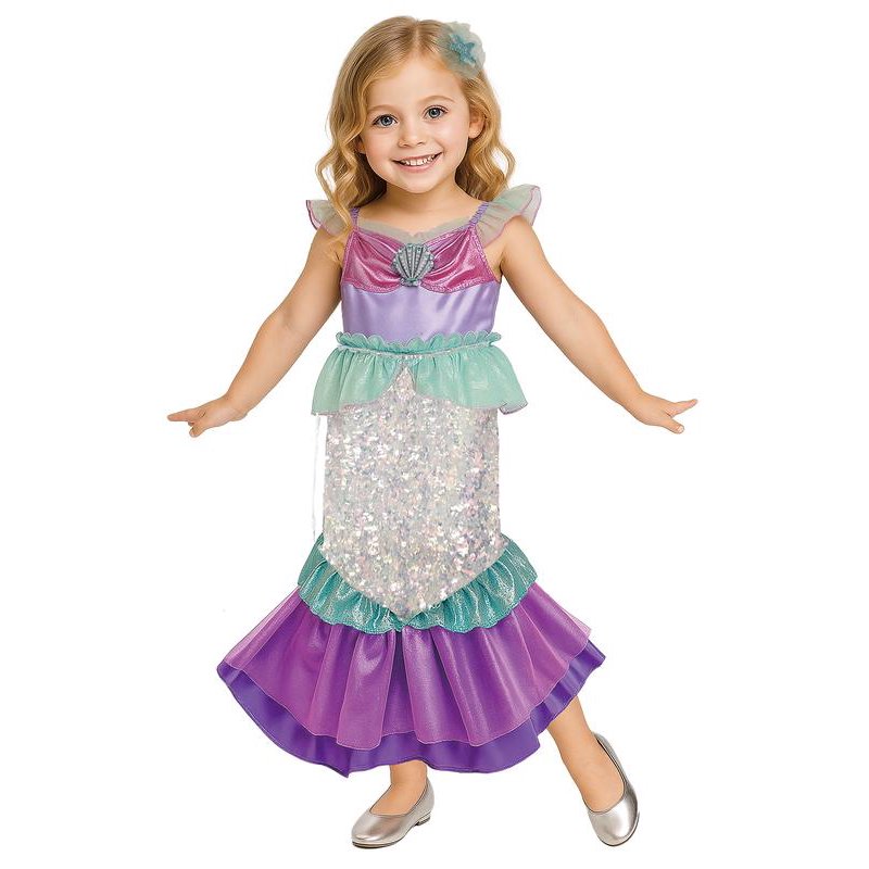 Toddler Girls Mermaid Costume Dress Set - 3T-4T Coral Cutie by Way to Celebrate